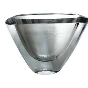 Stromberg Swedish Art Glass Crystal Mid Century Flying Geese Strombergshyttan